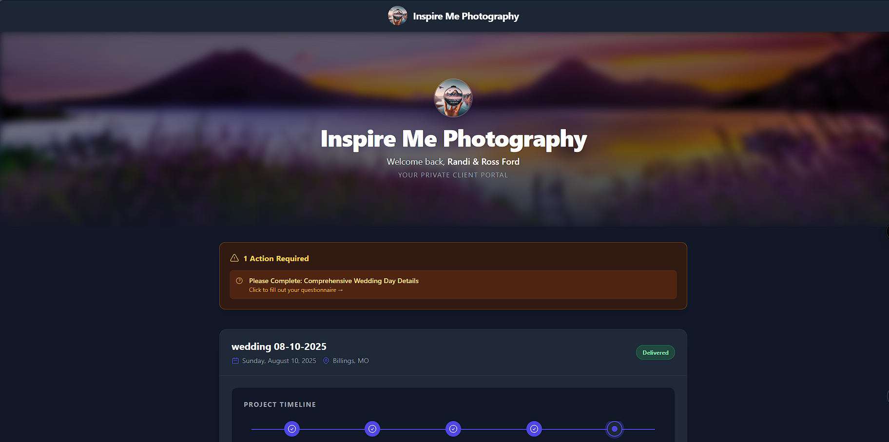 Client portal main page